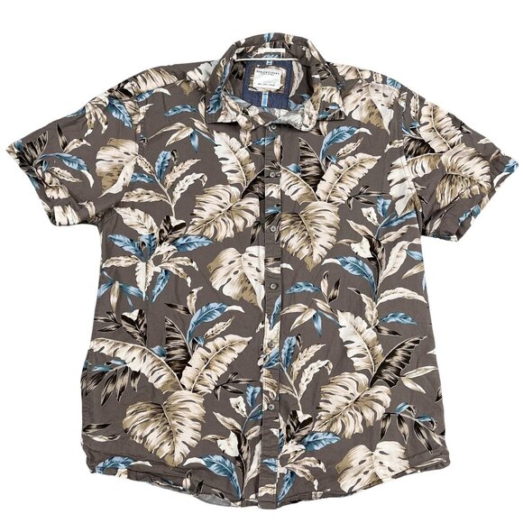 Denim & Flower Ricky Singh Button Down Shirt Mens Large Floral Palm 100% Cotton - Picture 1 of 6